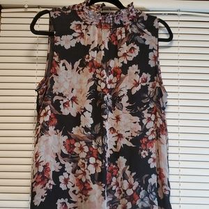 Vince Camuto ruffle  neck halter shell.